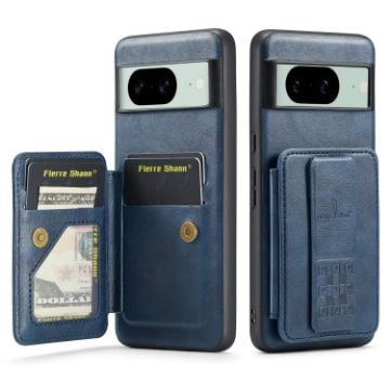 Blue Leather Card Holder Phone Case for Google Pixel 8 - 1