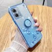 Motorola Moto G53 5G Blue Glitter Flower Ring Phone Case - 1
