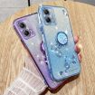 Motorola Moto G53 5G Blue Glitter Flower Ring Phone Case - 3