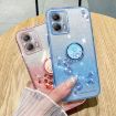 Motorola Moto G53 5G Blue Glitter Flower Ring Phone Case - 4