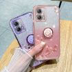 Motorola Moto G53 5G Blue Glitter Flower Ring Phone Case - 5