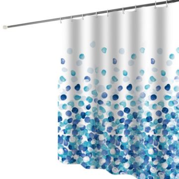 Picture of 240x200cm Home Thickened Waterproof Shower Curtain Polyester Fabric Bathroom Curtain (Blue Petal)