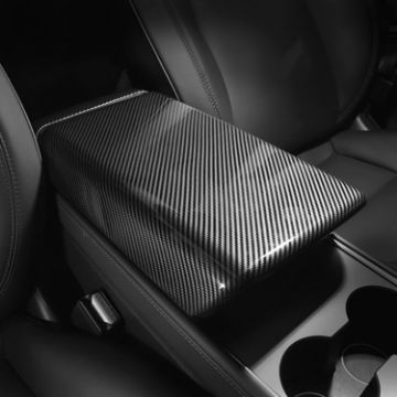 Tesla Model 3/Y Center Console Armrest Box Carbon Fiber Pattern Cover - 1