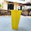 Large Summer Glitter Water Cup Plastic Ice Cold Drink Bottle with Straw Yellow - 1