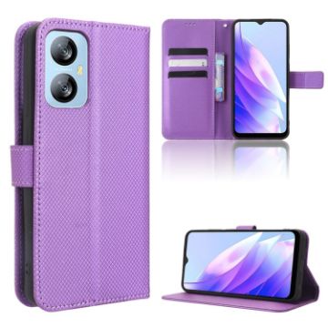 Blackview A52/A52 Pro Diamond Texture Leather Phone Case - Purple - 1