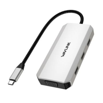 Picture of WAVLINK WL-UMD307 Type-C to 2DP + 4K HD + VGA + 3 x USB2.0 HUB Docking Station