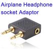 3.5mm Airplane Headphone Socket Adapter - Black - 2
