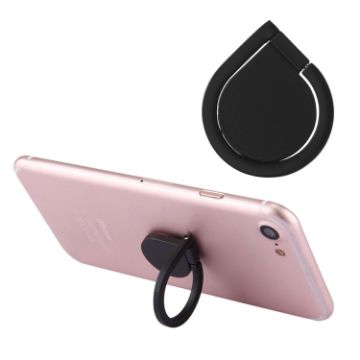 360 Degree Rotation Water Drops Ring Phone Holder Stand - Black - 1
