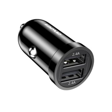 awei C-826 Mini Dual USB 2.4A Car Charger - Black - 1