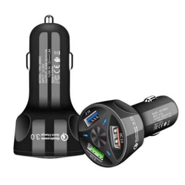 YSY-395KC QC3.0 3 USB 35W High Power Vehicle Charger - Black - 1