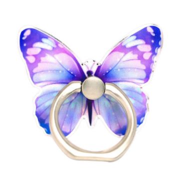 Cute Cartoon Butterfly Finger Ring Phone Holder - Purple - 1