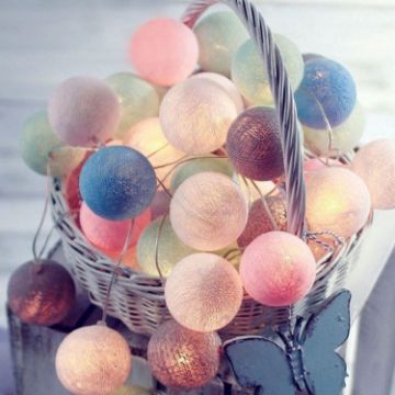 3M 20 LED Cotton Ball Light String Fairy Lights Outdoor Decoration EU Plug - 1