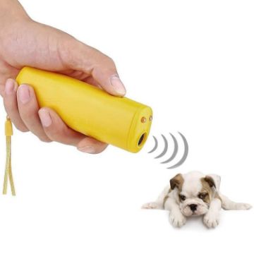 LED Flashlight Ultrasonic Dog Repeller Yellow - 1