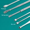 6 In 1 Stainless Steel Ear Pick with Black Leather Case - 6