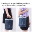 Round Insulated Lunch Bag Foldable Portable Tote - Wine Red - 6