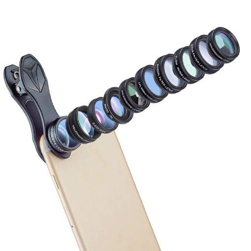 APEXEL APL-DG10 Lens Kit for iPhone Samsung Huawei Xiaomi - Macro Wide-angle Fisheye Telephoto CPL Filter Star Filter - 1