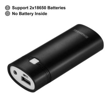 Picture of HAWEEL DIY 2x 18650 Battery (Not Included) 5600mAh Power Bank Shell Box with USB Output & Indicator (Black)