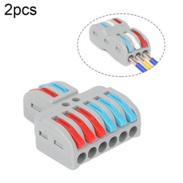 Picture of 2pcs SPL-62 2 In 6 Out Colorful Quick Line Terminal Multi-Function Dismantling Wire Connection Terminal