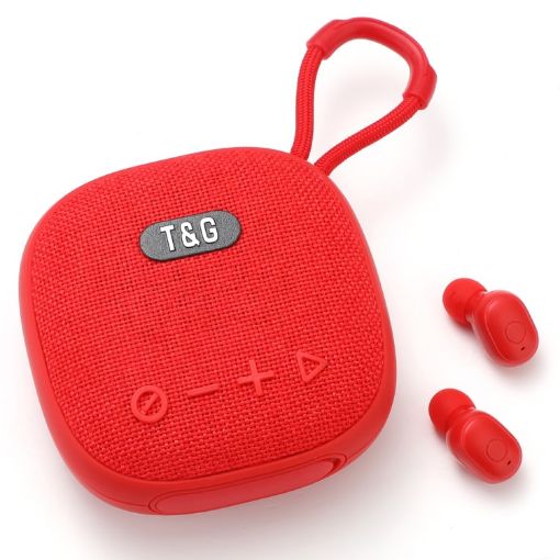 T&G TG-813 2 in 1 TWS Bluetooth Speaker Earphone (Red) - 1