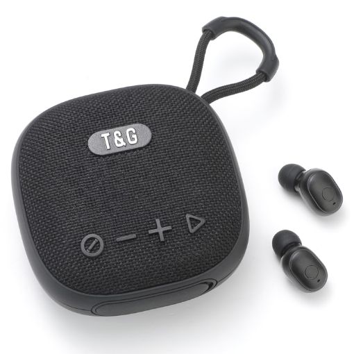 T&G TG-813 2 in 1 TWS Bluetooth Speaker Earphone (Black) - 1