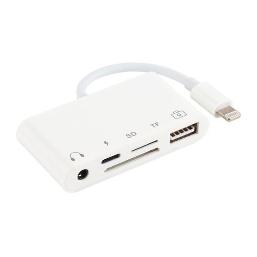 5 in 1 8 Pin to USB HUB USB-C 3.5mm Earphone SD TF Card Reader - 1