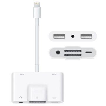 6 in 1 Camera Adapter with Dual USB, Dual SD Card, 3.5mm Audio Interface - 1
