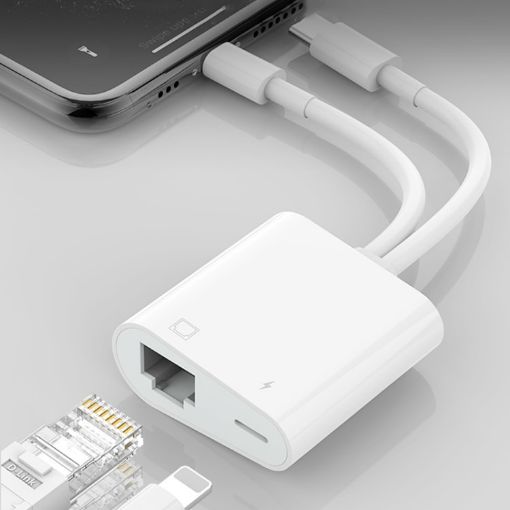 NK-1035 Pro 2 in 1 USB-C/Type-C + 8 Pin Male to RJ45 Adapter - 1