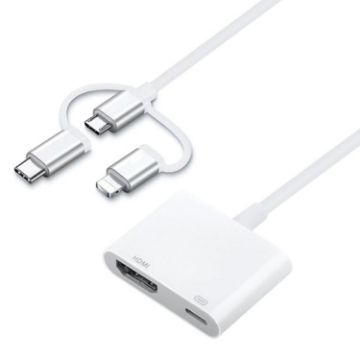 A18 Pro 3 in 1 HDMI Adapter - White - 1