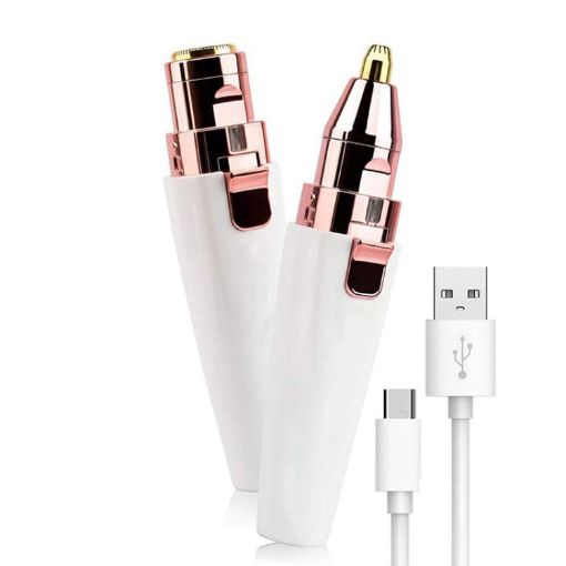 2 In 1 Electrical Eyebrow Trimmer Ladies Shaver USB Charging White - 1