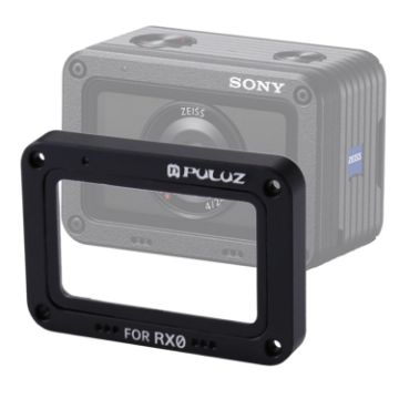 Picture of PULUZ Aluminum Alloy Flame + Tempered Glass Lens Protector for Sony RX0/RX0 II, with Screws and Screwdrivers (Black)