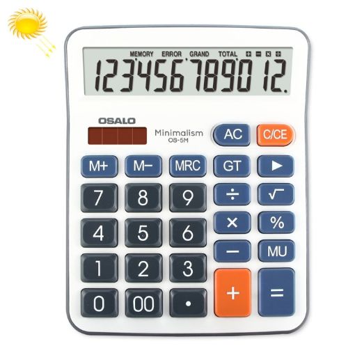 OSALO OS-5M 12 Digits Desktop Calculator Solar Energy Dual Power - 1