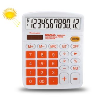 Picture of OSALO OS-837VC 12 Digits Colorful Desktop Calculator Solar Energy Dual Power Calculator (Orange)