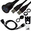 1m USB 3.0 Dock Car Ship Motorcycle Dashboard Panel Extension Cord - 2