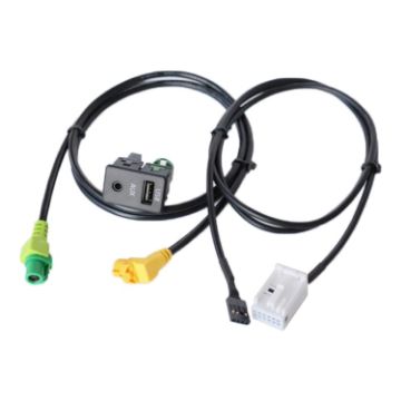 VW Magotan/Touran/Polo RCD510/310+ AUX USB Switch Holder + Cable Wiring - 1