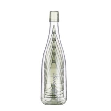 Champagne Wine Glasses Set + Wine Bottle - Transparent Green - 1