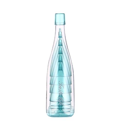 Champagne Wine Glasses Set + Wine Bottle - Transparent Blue - 1