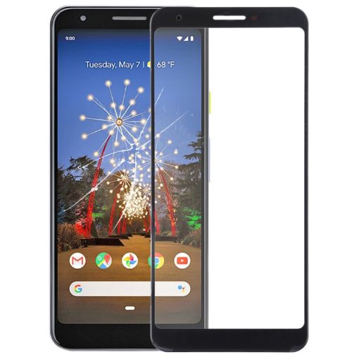 Google Pixel 3a Front Screen Outer Glass Lens - Black - 1