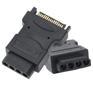 SATA 15 Pin Male to 4 Pin Female Adapter - Black - 1
