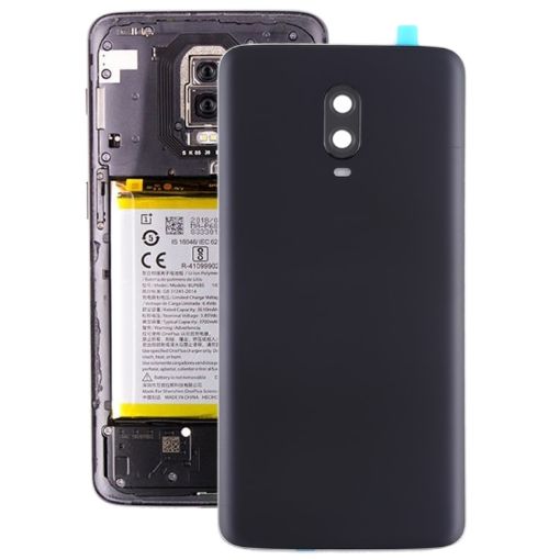 OnePlus 6T Battery Back Cover with Camera Lens - Frosted Black - 1