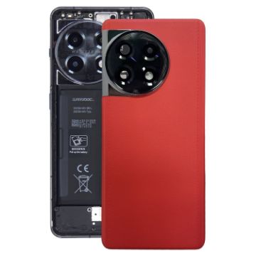 OnePlus 11R CPH2487 Battery Leather Back Cover - Red - 1