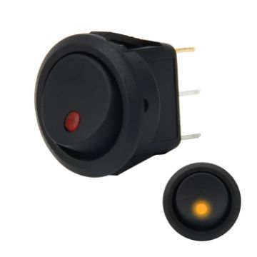 20 Amp 12V Triple Plug LED Rocker Switch (Yellow Light) - 1