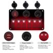 6 Way Switch Panel + Dual USB Charger for Car RV Boat - Red Light - 2