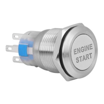 19MM Car One-Button Start Switch LED Metal Button (Silver) - 1
