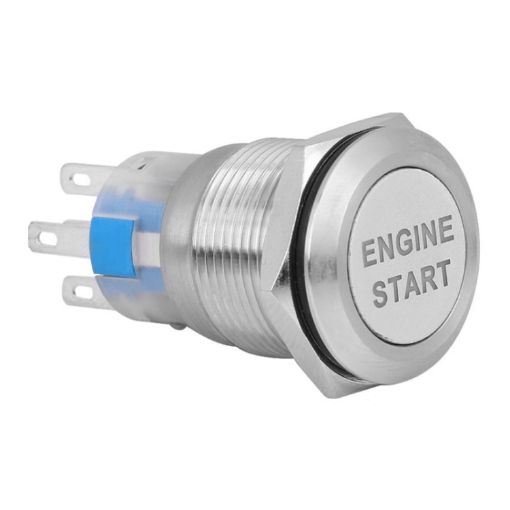 19MM Car One-Button Start Switch LED Metal Button (Silver) - 1