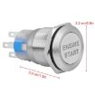 19MM Car One-Button Start Switch LED Metal Button (Silver) - 3