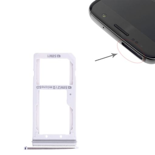 White Galaxy S7 2 SIM Card Tray/Micro SD Card Tray - Genuine Replacement - 1