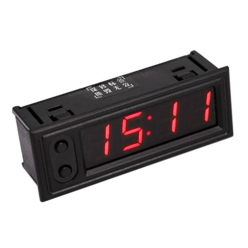 Car LED Clock Thermometer Voltmeter - High Precision (Red) - 1