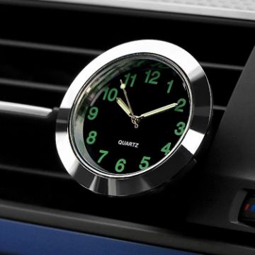 Car Clock Night Light Electronic Clock Car Decoration Quartz Silver Border - 1