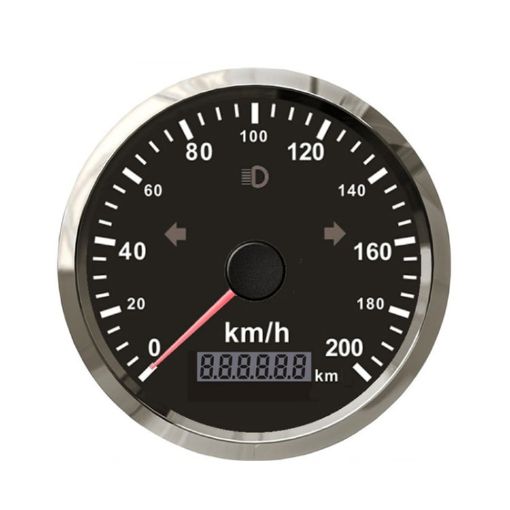 TNG85 GPS Speed Odometer - Silver Frame, Black Background - 1