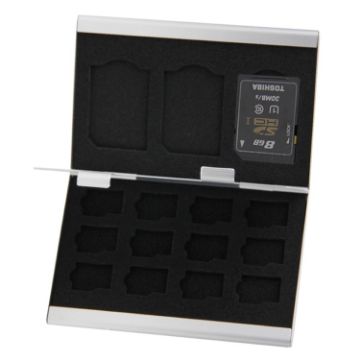 Memory Card Aluminum Case Box for 3 SD + 12 TF Cards - Silver - 1
